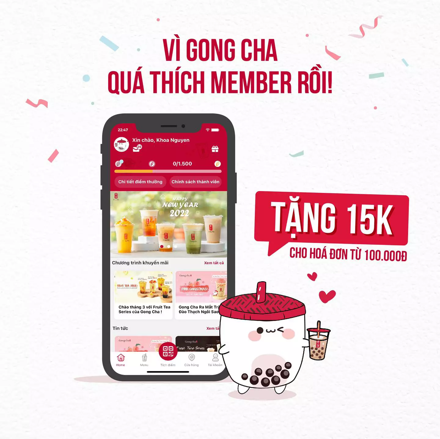 chương trình khuyến mãi của gong cha