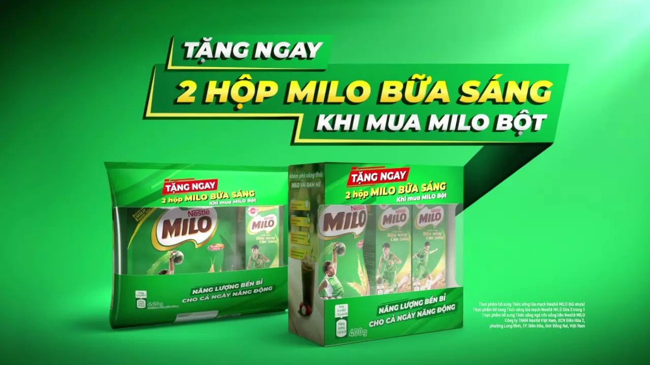 tặng 2 hộp milo khi mua milo bot